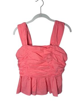 She + Sky Pink Ruched Peplum Tank Top Size Medium